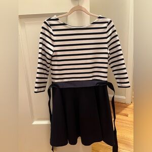Polo by Ralph Lauren Navy and White Striped Fit-and-Flare Dress